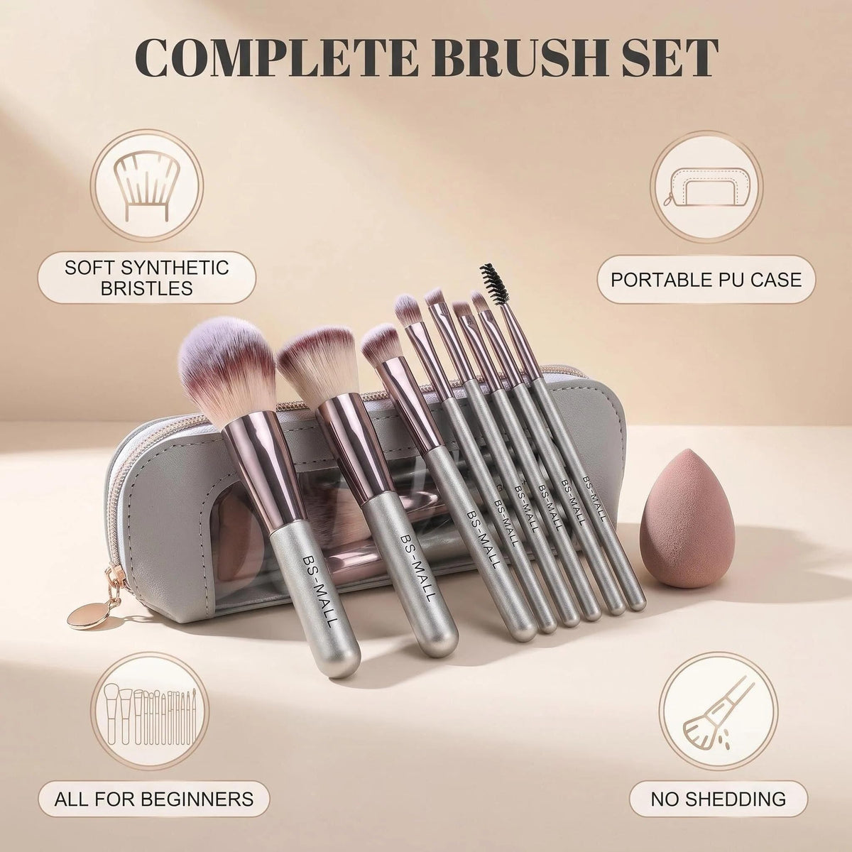 BS-MALL close-up of soft synthetic bristles highlighting smooth blendability and comfort