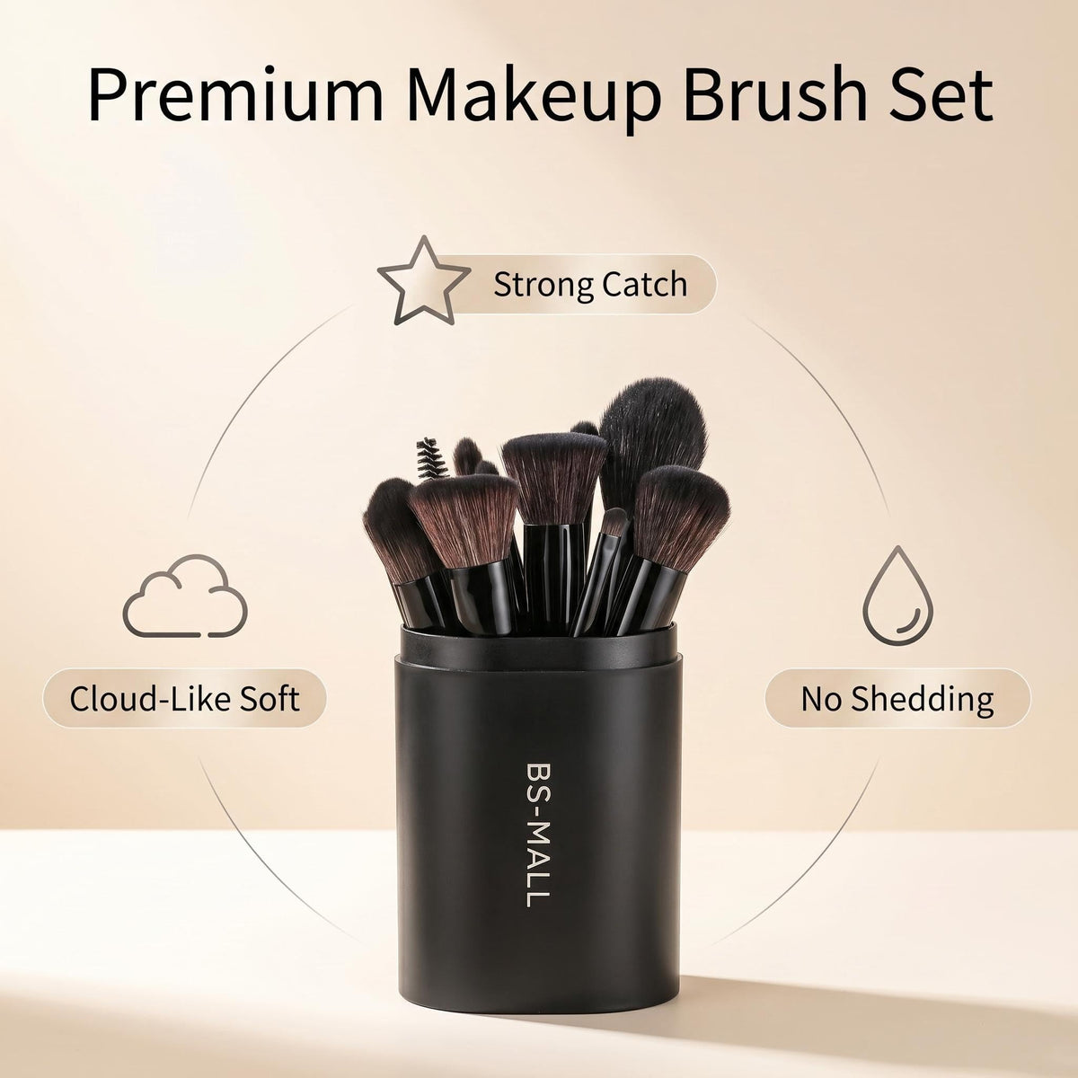 BS-MALL full brush array laid flat illustrating variety for full-face application