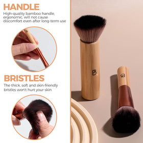 BS-MALL using foundation brush to blend liquid foundation for seamless coverage