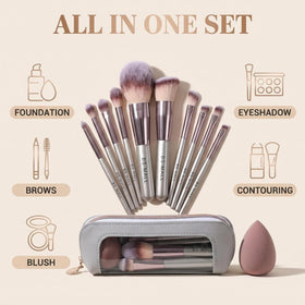 BS-MALL foundation brush with included sponge demonstrating seamless application on the go