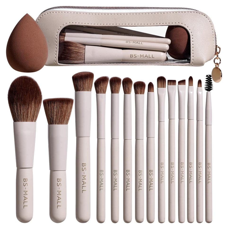 BS-MALL front packaging showing beige brush set and travel case for neat storage