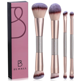 BS-MALL front view of champagne gold double-ended brush set, showing compact travel benefit