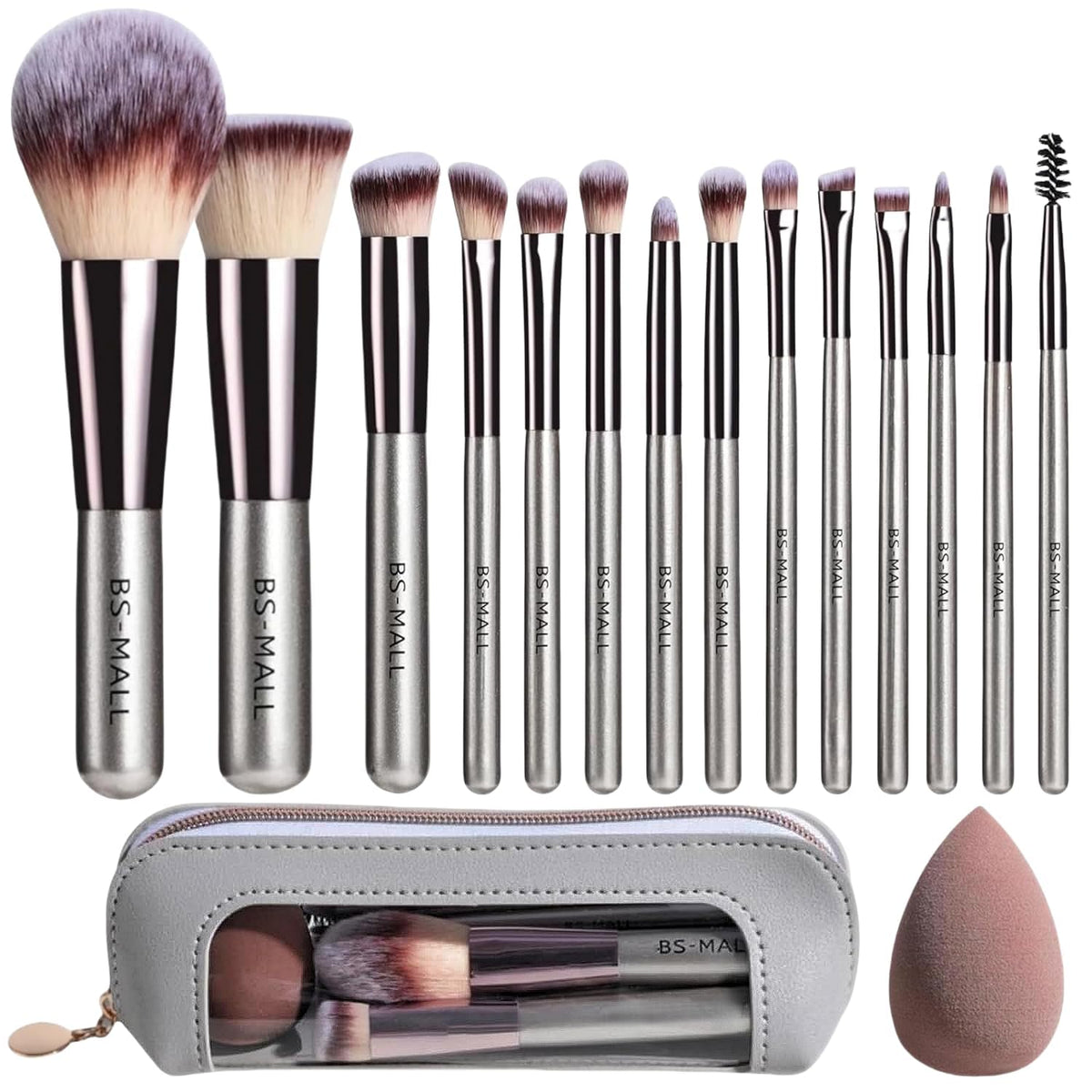 BS-MALL front packaging showing the full 14-piece brush set and case benefit portability