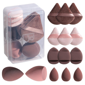 BS-MALL front packaging showing the 14-piece colorful sponge set and container benefit portability