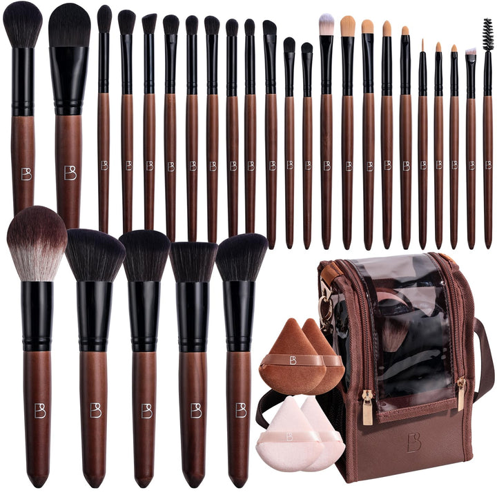 BS-MALL front view with case open showing organized brushes and bag for easy travel