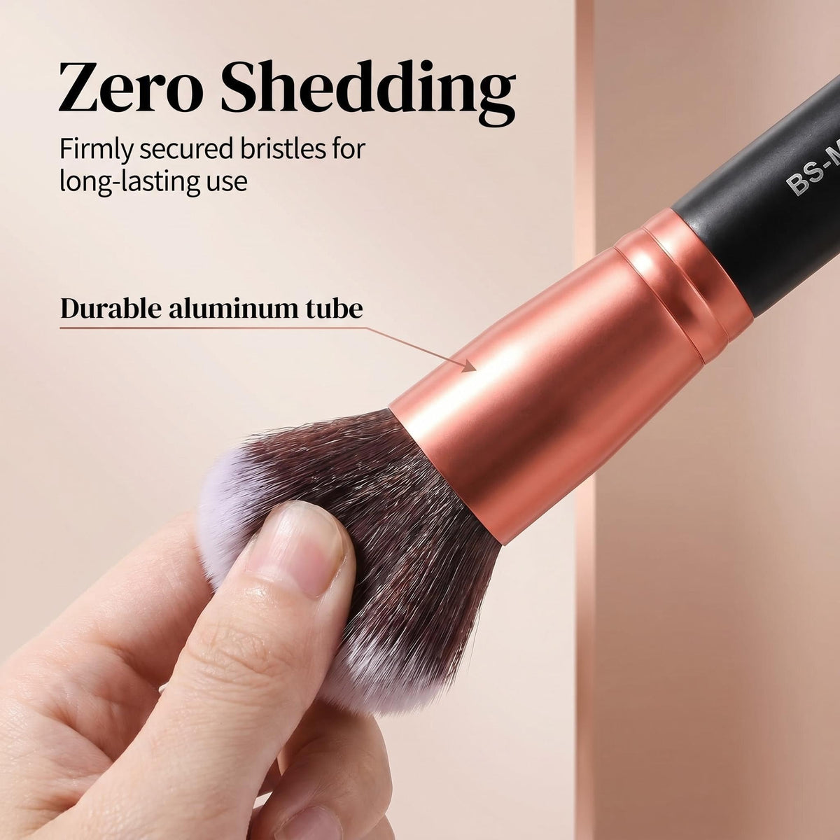 BS-MALL handle detail with rose-gold ferrule and ergonomic grip, durable design