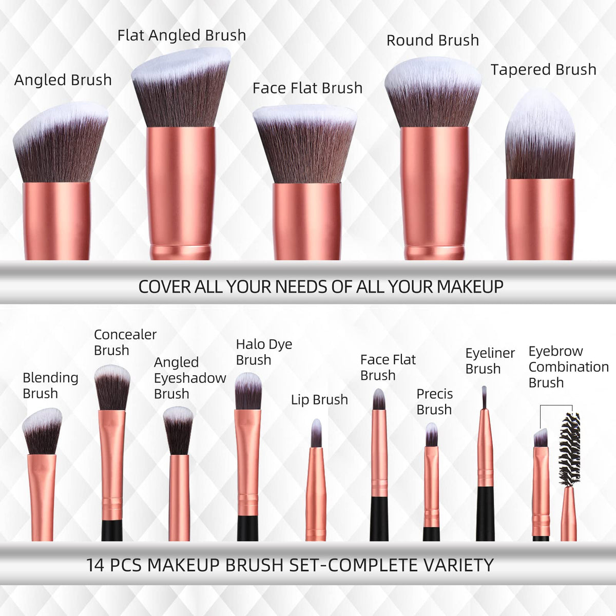 BS-MALL kabuki brush head demonstrating full coverage and buffing capability