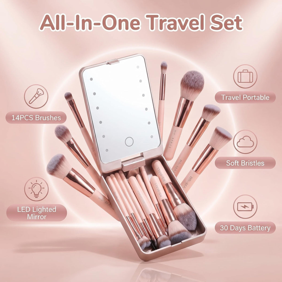 BS-MALL open LED mirror illuminated for color-accurate makeup application anytime