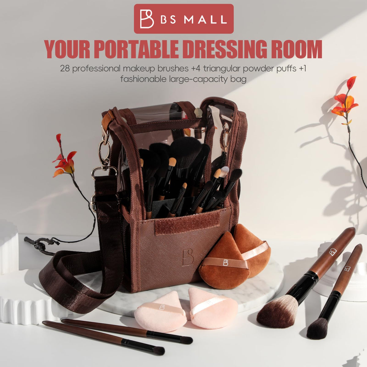 BS-MALL brushes beside smartphone showing compact travel-friendly size