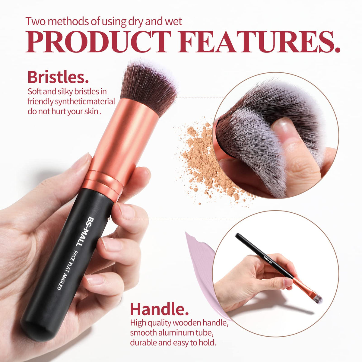 BS-MALL travel pouch open with brushes inside for on-the-go touch-ups