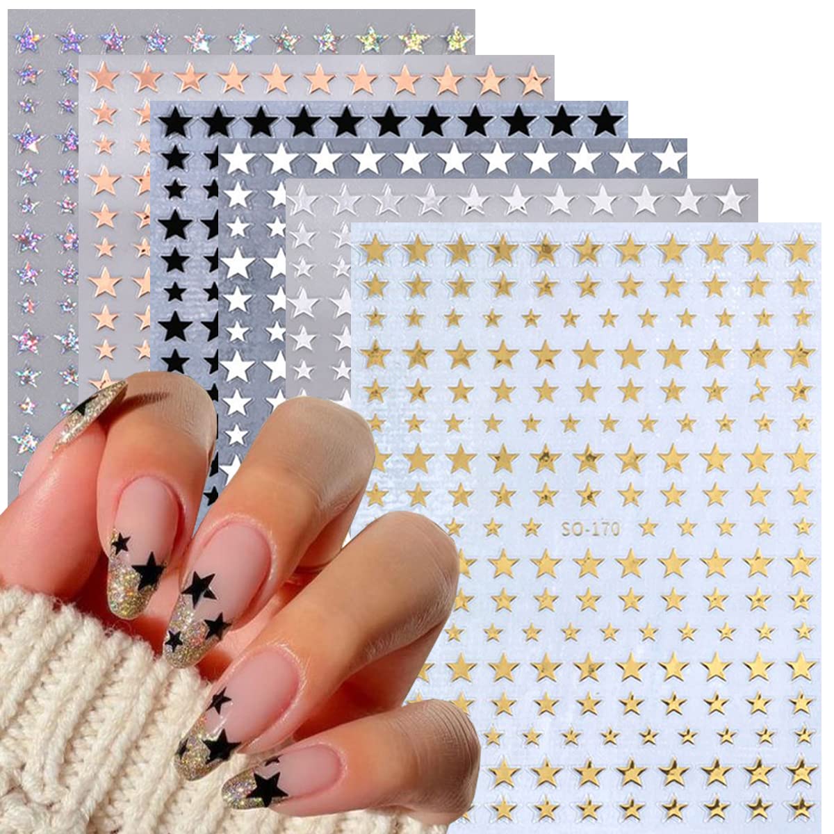 BSBTBZ front packaging showing six star sticker sheets and assorted colors for quick styling