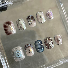 BSBTBZ front packaging showing full 24-piece press-on nail set benefit instant manicure