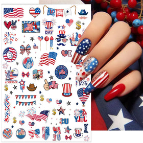 BSBTBZ applied on fingernails showing finished patriotic manicure ready for events