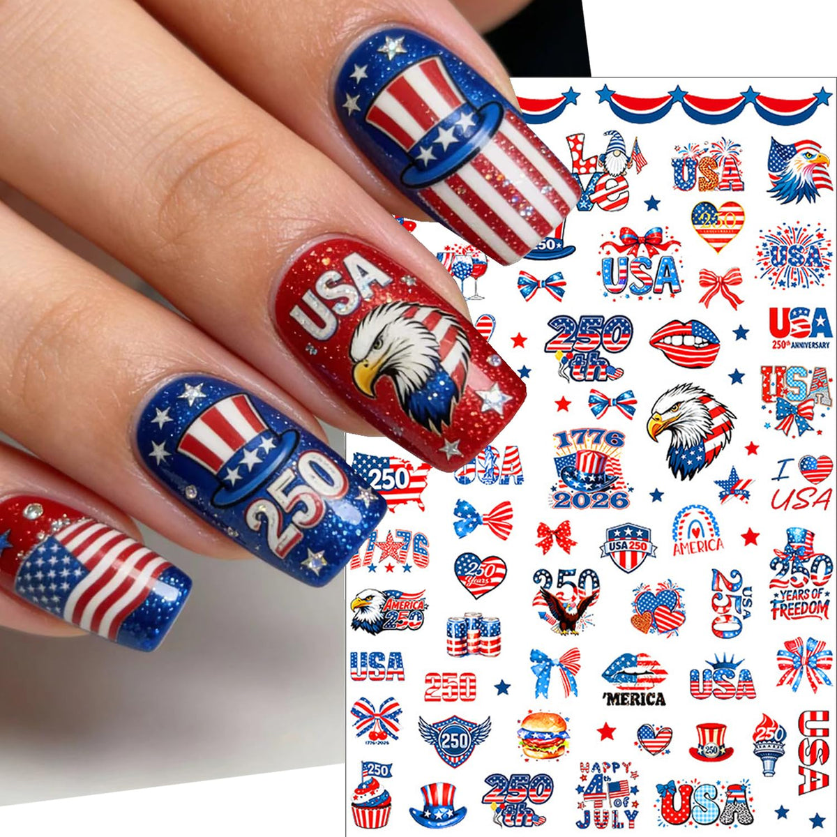BSBTBZ manicured nail sealed with gel top coat enhancing sticker durability and glossy finish