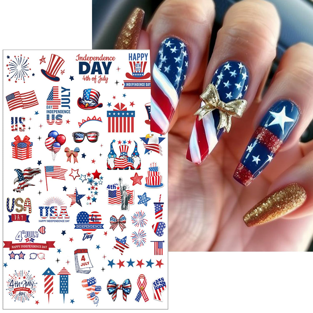 BSBTBZ close-up of sheet showing tiny American flag and star decals for precise designs
