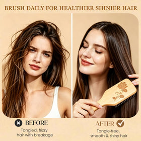 Bsisme brush in use detangling curly hair gently to reduce frizz and define curls