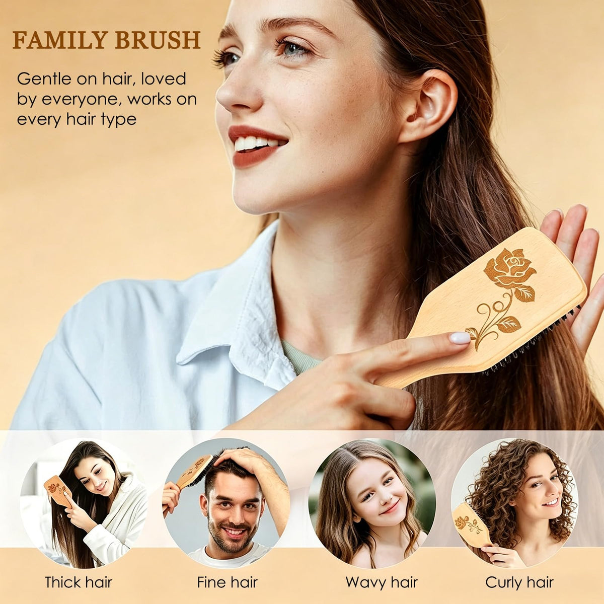 Bsisme brush demonstrating use on wet and dry hair for versatile styling convenience
