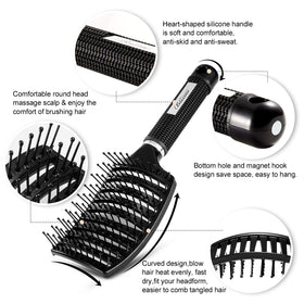 Bsisme close-up of flexible nylon bristles, detangles without pulling