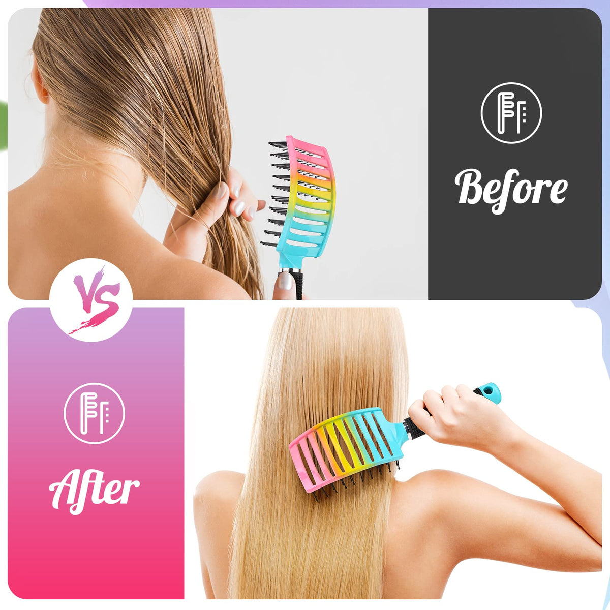 Bsisme curved brush pressed to scalp demonstrating ergonomic comfort and coverage