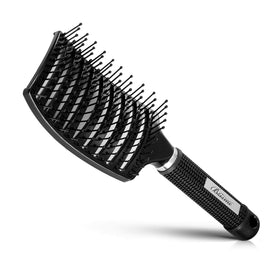 Bsisme front view of brush showing curved vented paddle, speeds blow drying