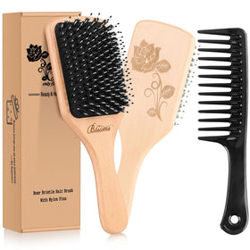 Bsisme paddle brush front view showing bristle layout and paddle shape for smooth styling