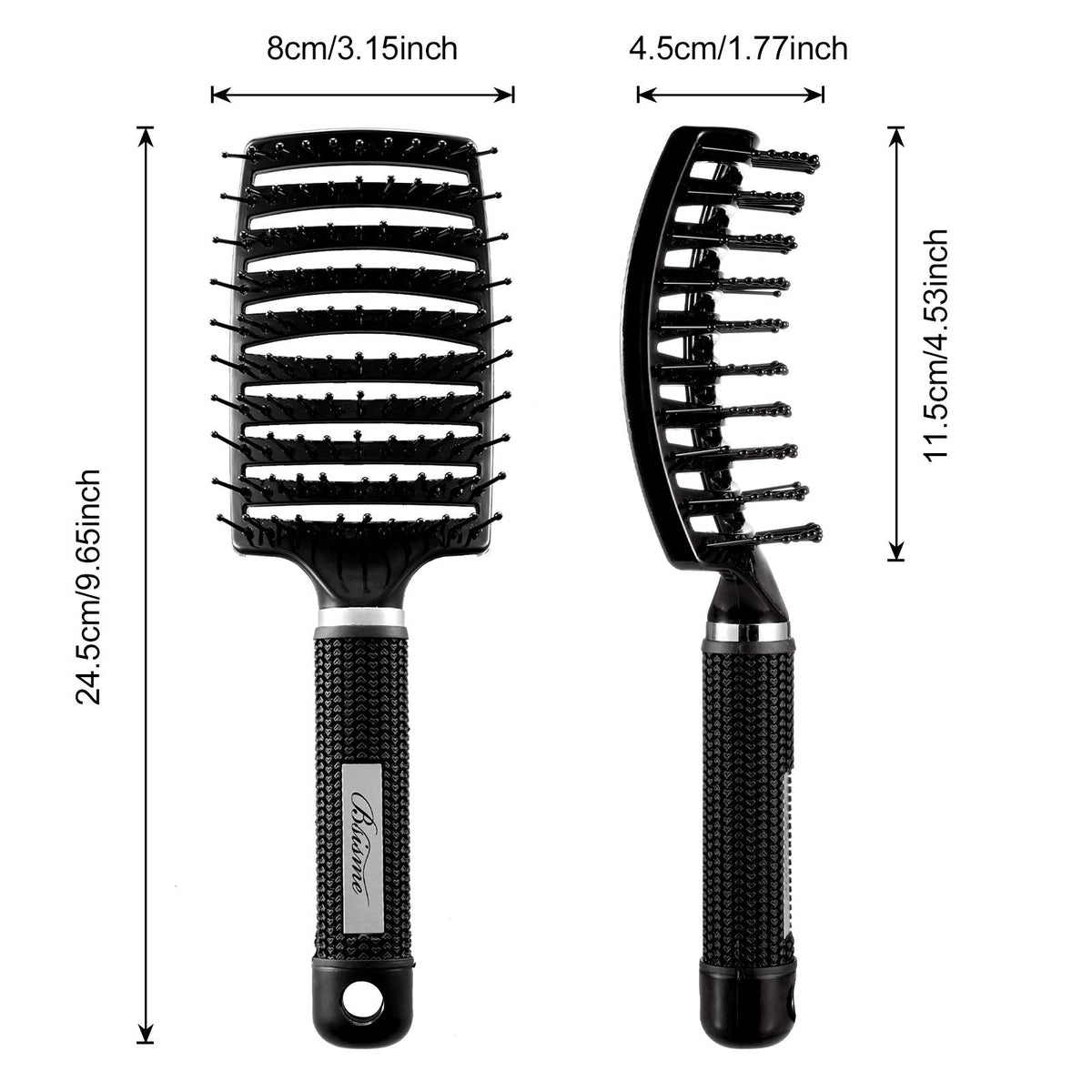 Bsisme brush next to hand for scale, lightweight and easy to hold