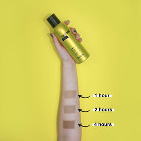 B.TAN bronzing mist face application demo illustrating safe facial use for natural glow