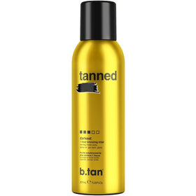 B.TAN bronzing mist front packaging showing bottle and label benefiting quick tanning