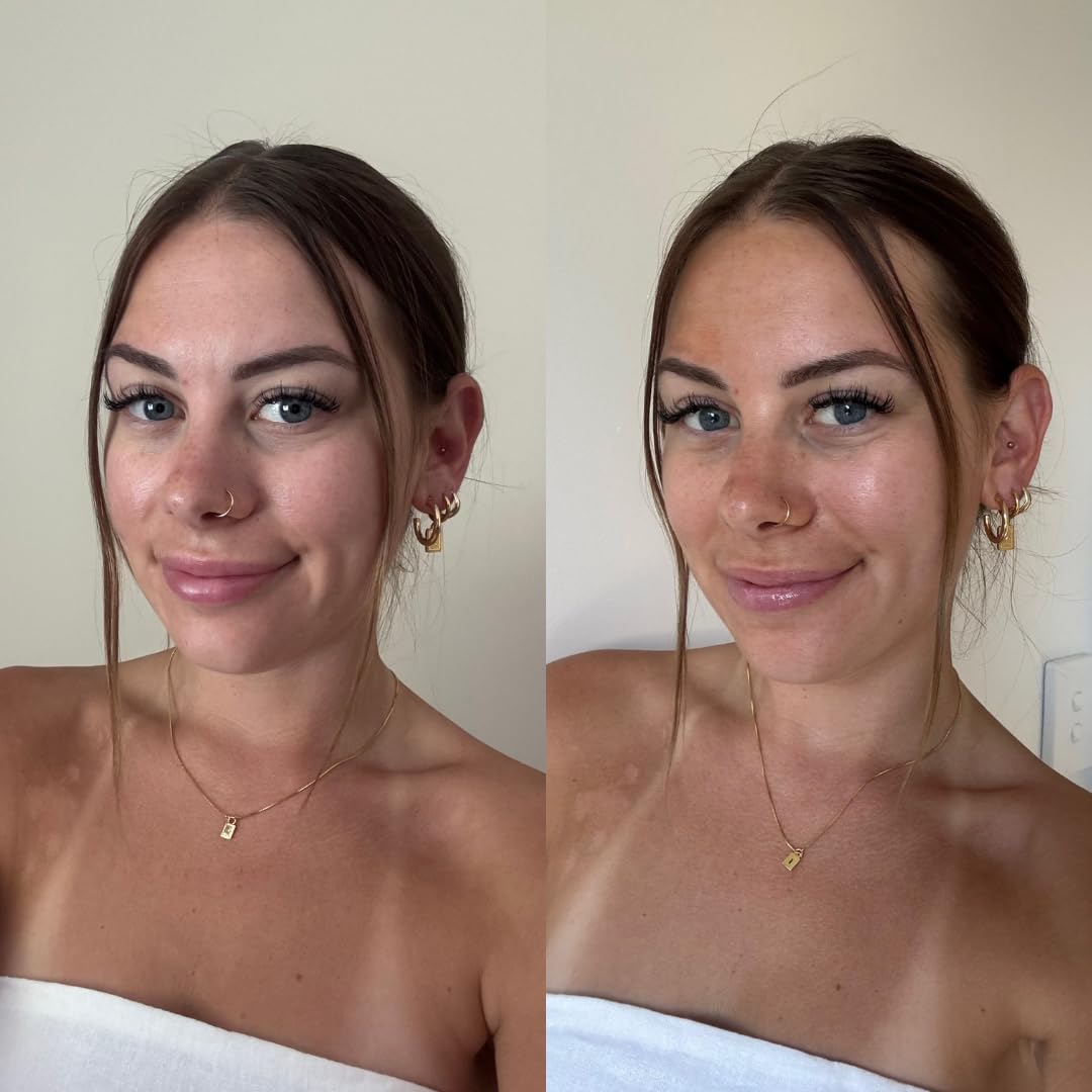 B.TAN clear mist texture on skin showing fast-drying, non-streak benefit