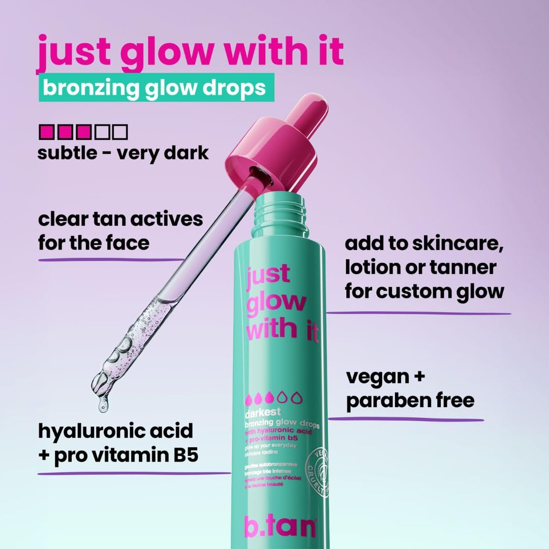 B.TAN serum texture on hand, lightweight hydrating bronzing feel