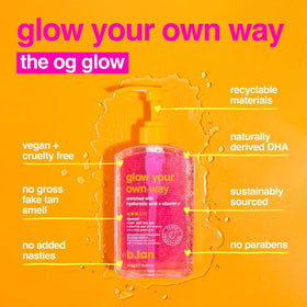 B.TAN face mist bottle detail showing precise spray for gradual glow benefit