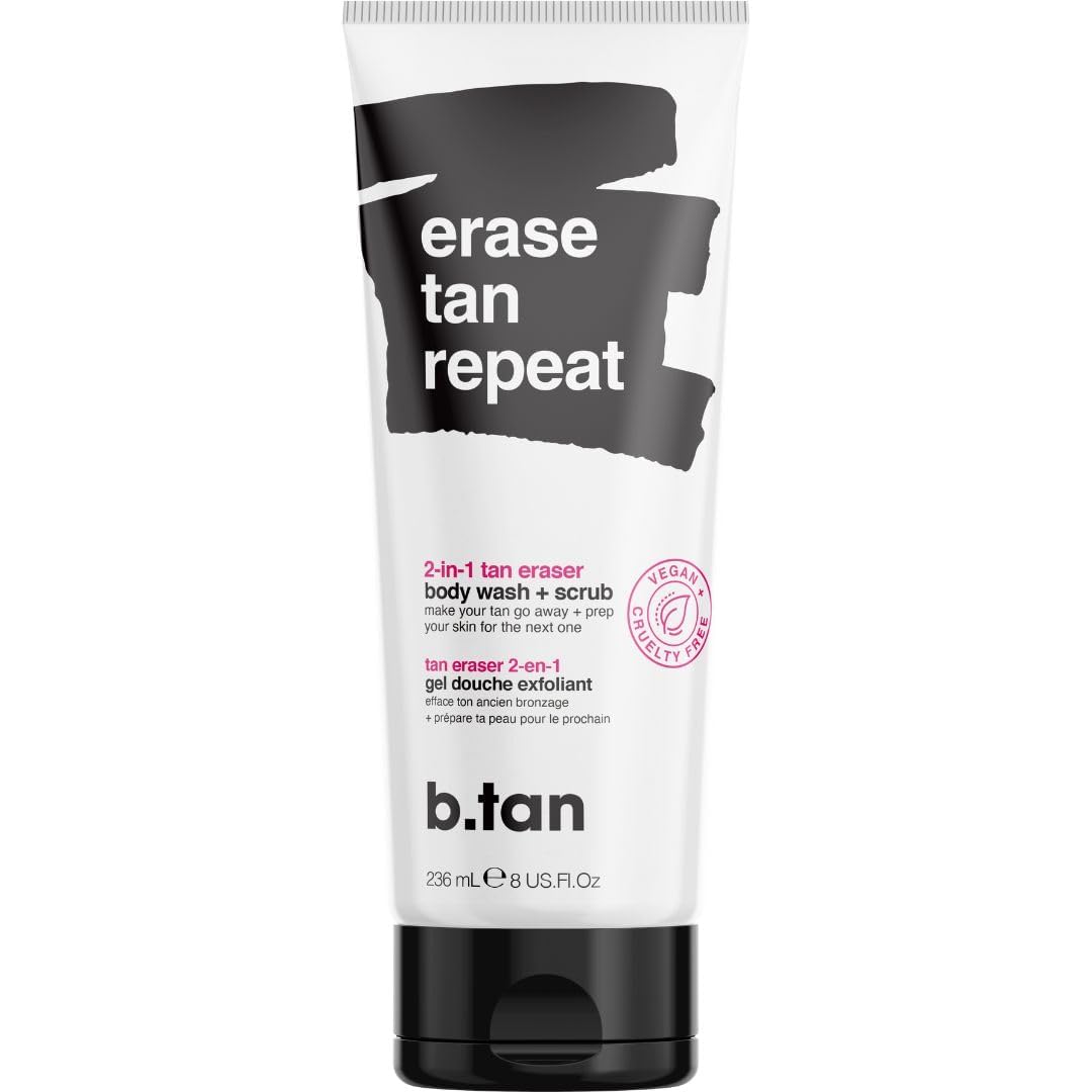 B.TAN front packaging of self tan remover showing label and size benefits