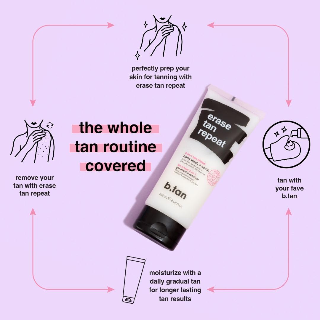 B.TAN ingredients label detail highlighting vegan and paraben-free benefits
