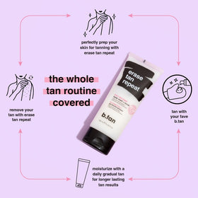 B.TAN ingredients label detail highlighting vegan and paraben-free benefits