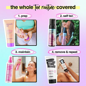 B.TAN candy scent visual suggesting pleasant fragrance masks fake tan odor