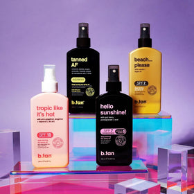 B.TAN used inside tanning bed showing appropriate indoor application benefit