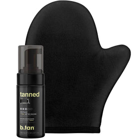 B.TAN travel-size front packaging showing product and mitt for easy use