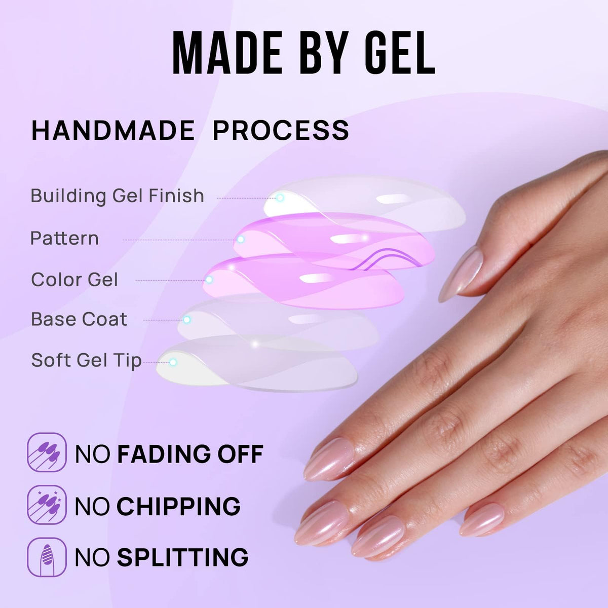 BTArtbox almond nails with glue and adhesive tabs demonstrating application options for long-lasting hold