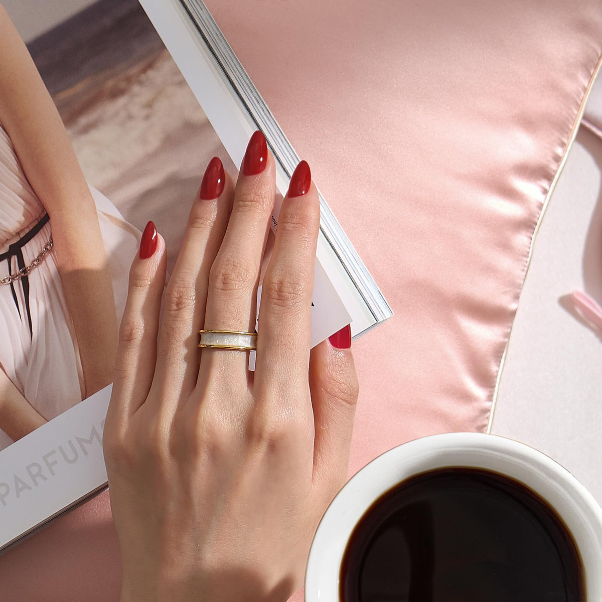 BTArtbox almond nails in hand demonstrating natural curvature and comfortable wear benefit