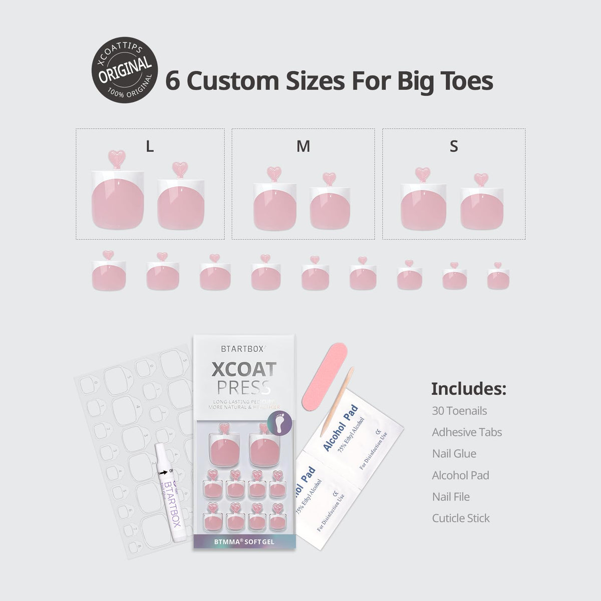 BTArtbox application tools laid out with glue, file, and pads for convenient at-home use