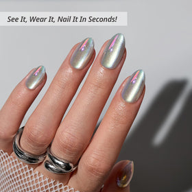 BTArtbox close-up texture of chrome cat eye finish showing reflective shimmer and smooth surface benefit