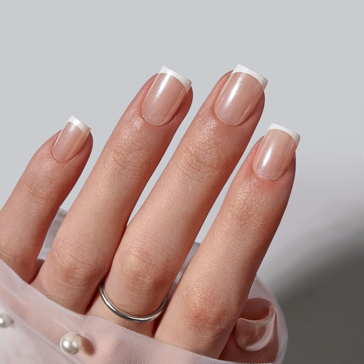 BTArtbox close-up of chrome French tip for mirror-like shine and polish