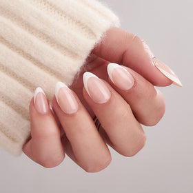 BTArtbox French tip detail showing hand-layered gel for glossy real-nail look
