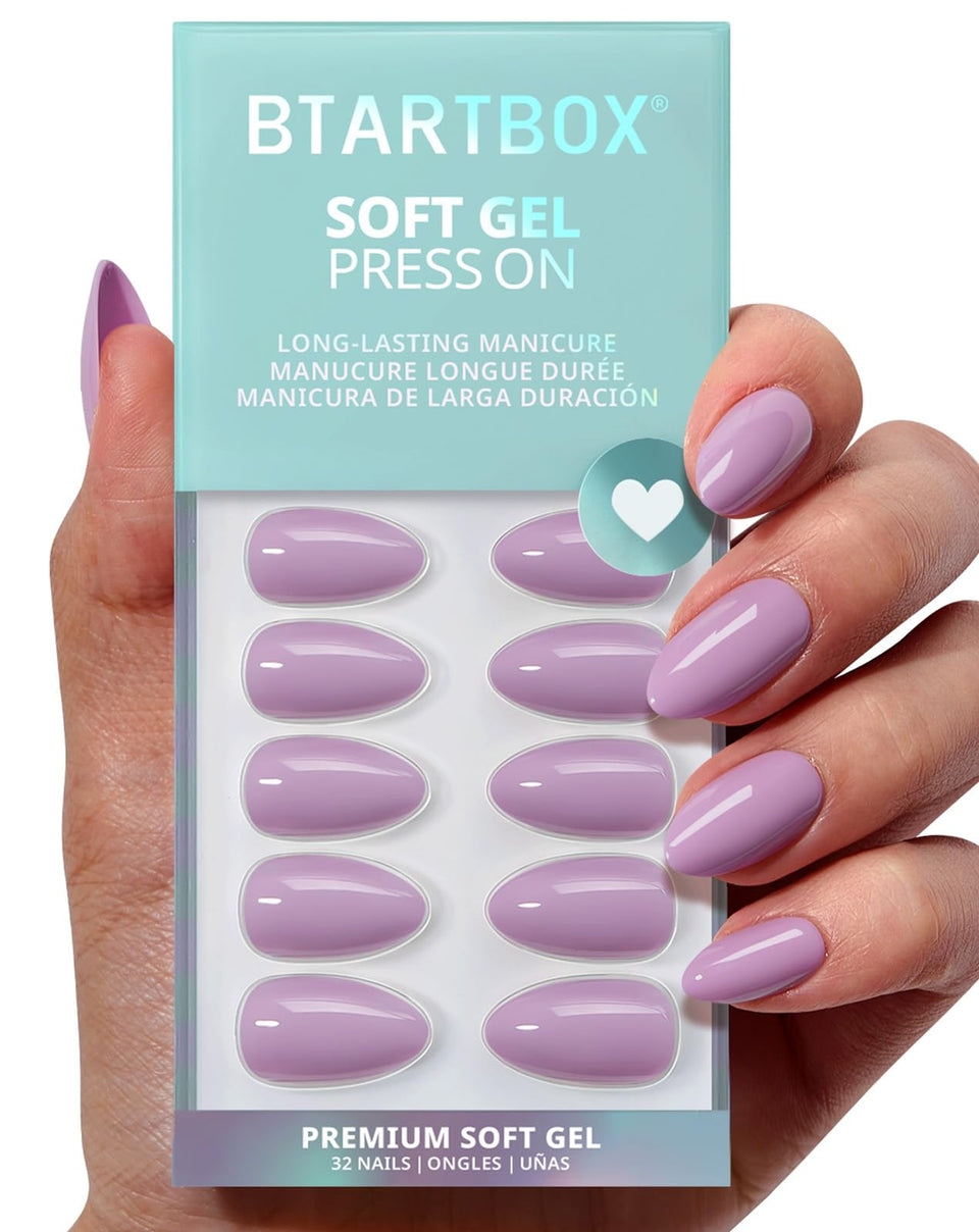 BTArtbox front packaging showing almond lavender nails and included items for quick application