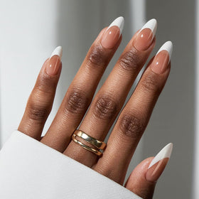 BTArtbox front packaging showing almond French tip nails and benefit of ready-to-wear polish