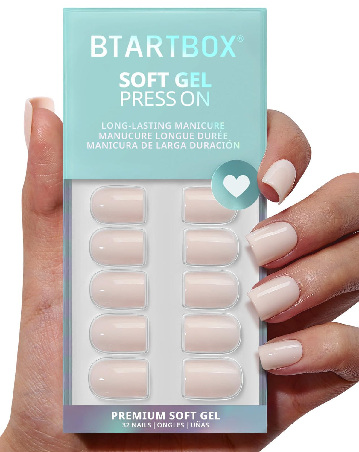 BTArtbox front packaging showing pastel short nails and included kit benefits