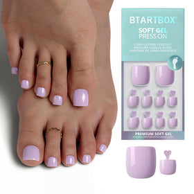 BTArtbox front packaging showing pastel light purple toenails and kit contents benefit of ready-to-wear convenience