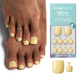 BTArtbox front packaging showing pastel yellow toenails and kit contents for easy application