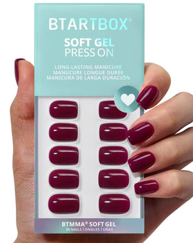 BTArtbox front packaging showing plum red nails and included tools for easy styling