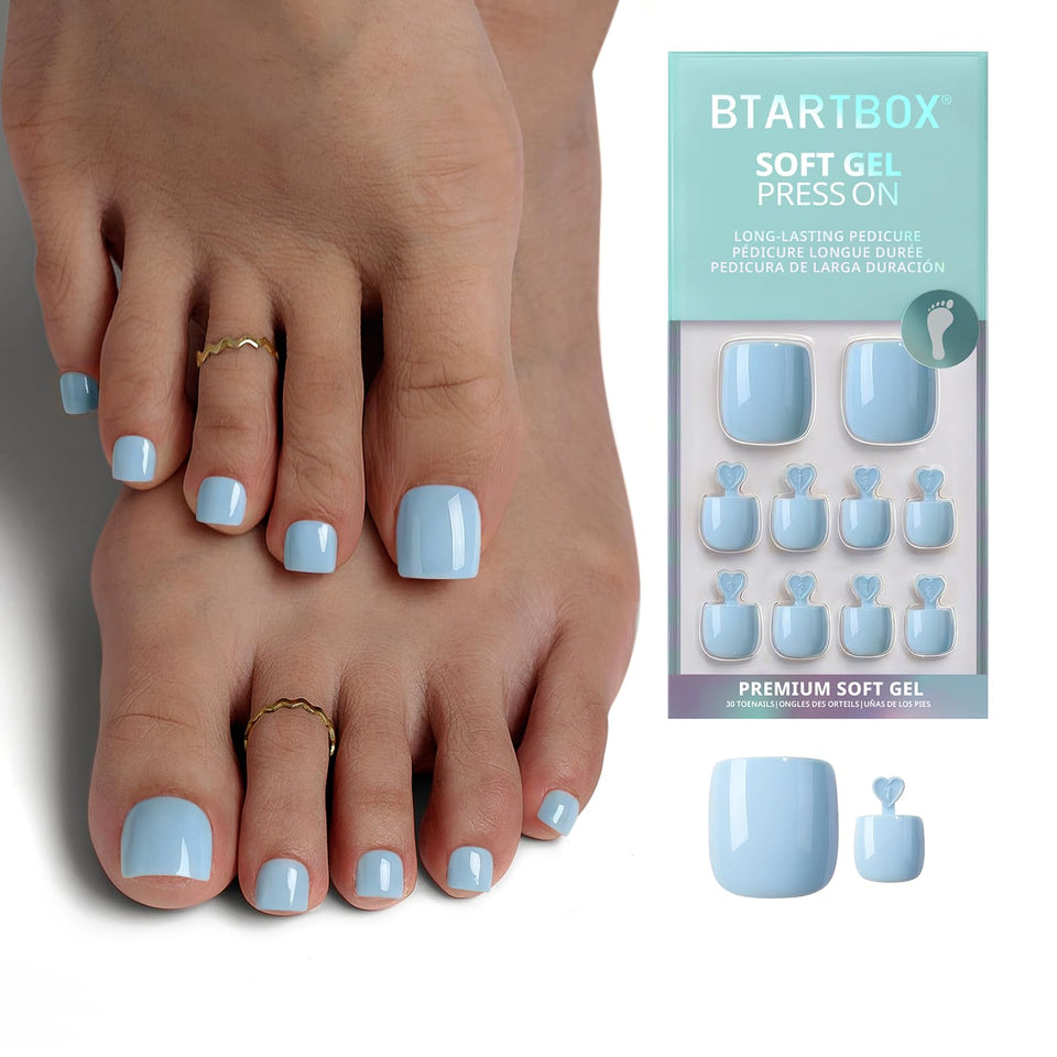 BTArtbox front packaging showing kit contents and light blue nails for ready pedicures